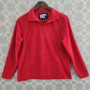 Lands' End Women's M Red Pull over Fleece Sweatshirt